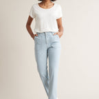 Striped Cargo Pants - Medium Blue Striped - Women