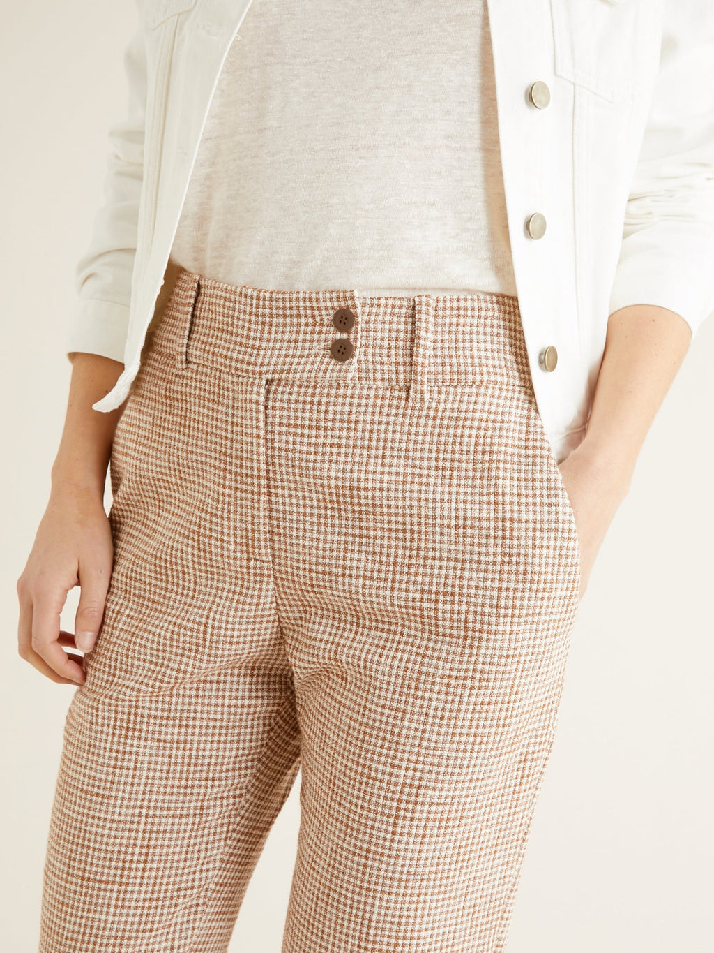 Pantalón Vichy Marr - Marrón Medio Multicolor - Mujer