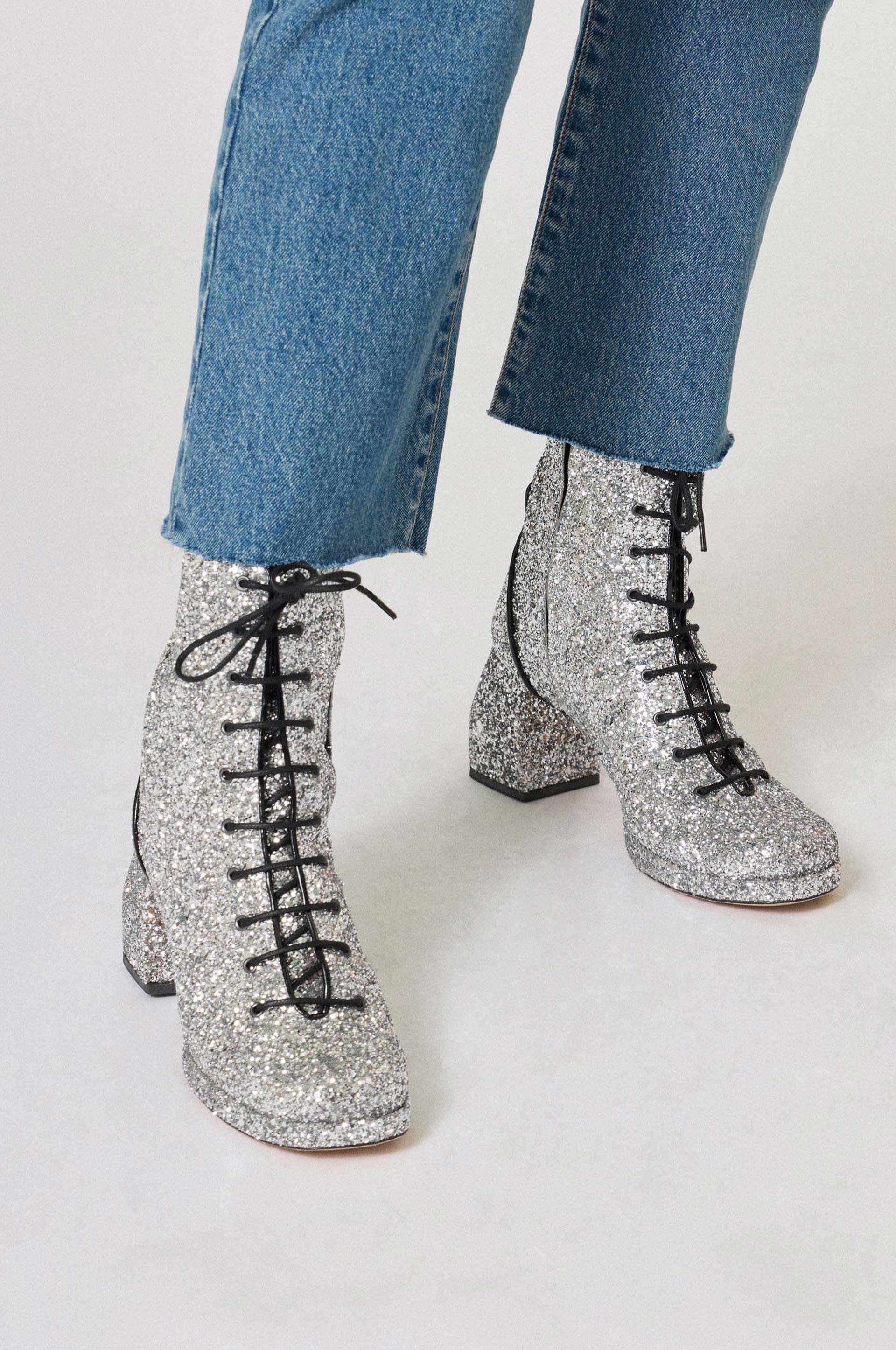 Starlette Ankle Boots - Glitter Silver
