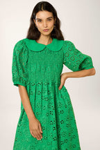 Robe Midi Broderie - Vert