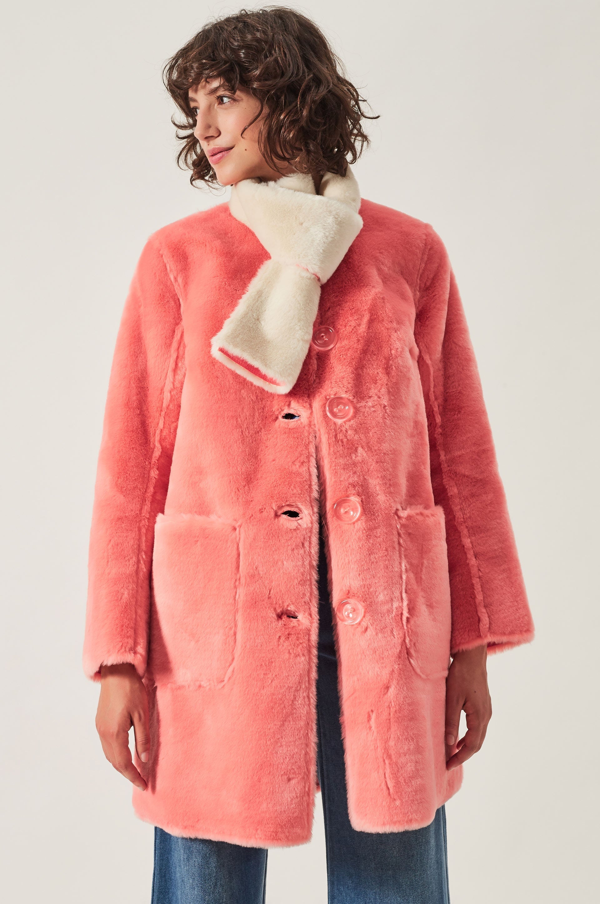 Manteau Satin Fur - Saumon