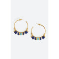 Beaded Hoop Earrings - Multicolour Blue