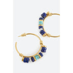 Beaded Hoop Earrings - Multicolour Blue