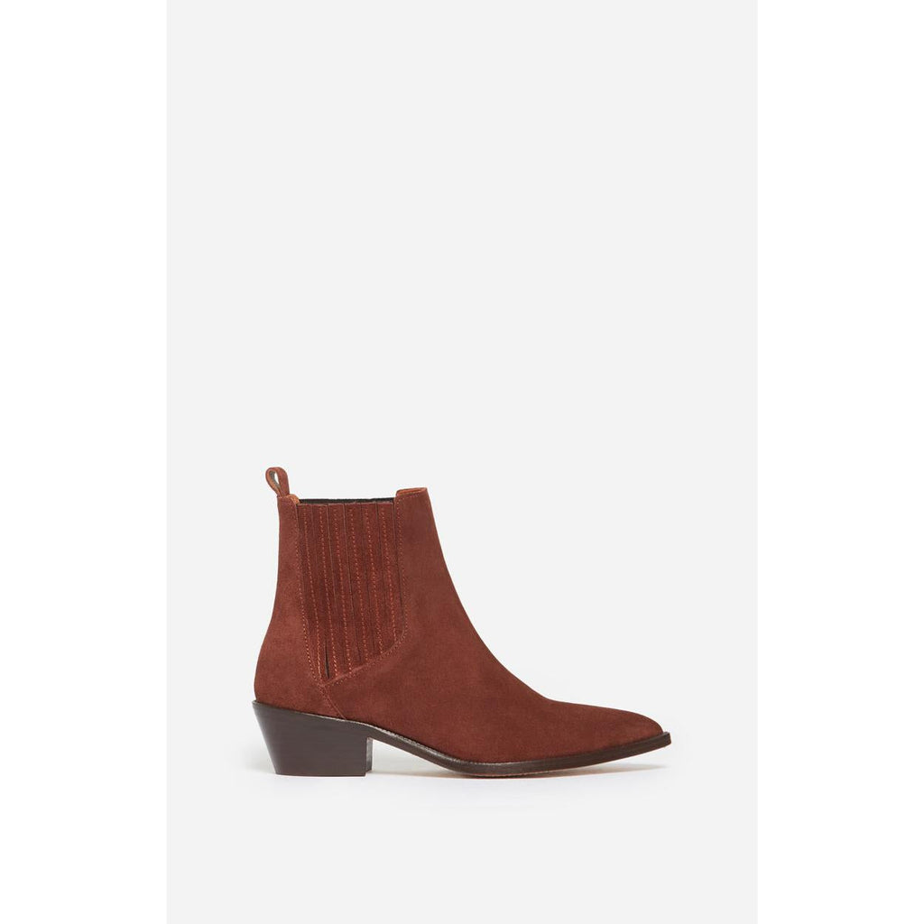 Santiag Ankle Boots In Suede Leather - Cognac