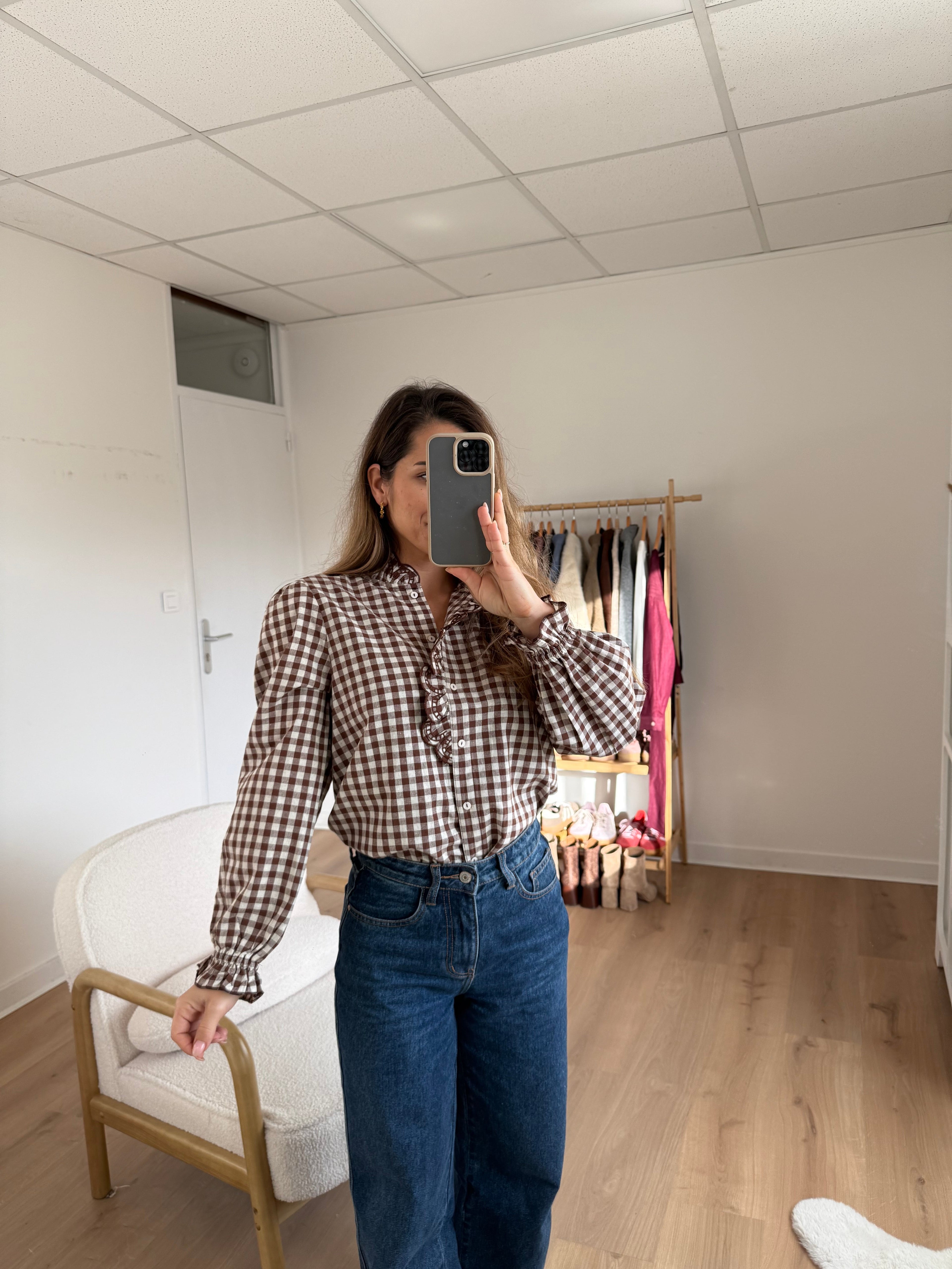 Blusa Léonor Brown De Vichy
