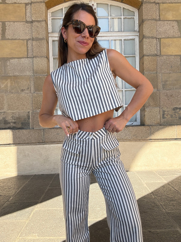Top Rayé Marin Bleu