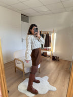 Falda Lou Efecto Lana Chocolate
