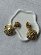 Vintage Earrings - Arabesque And Pearl Pendants