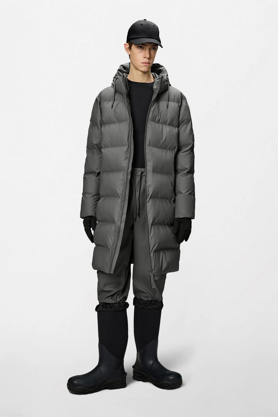 Chaqueta acolchada larga Alta W3T4 Gris - Mixto