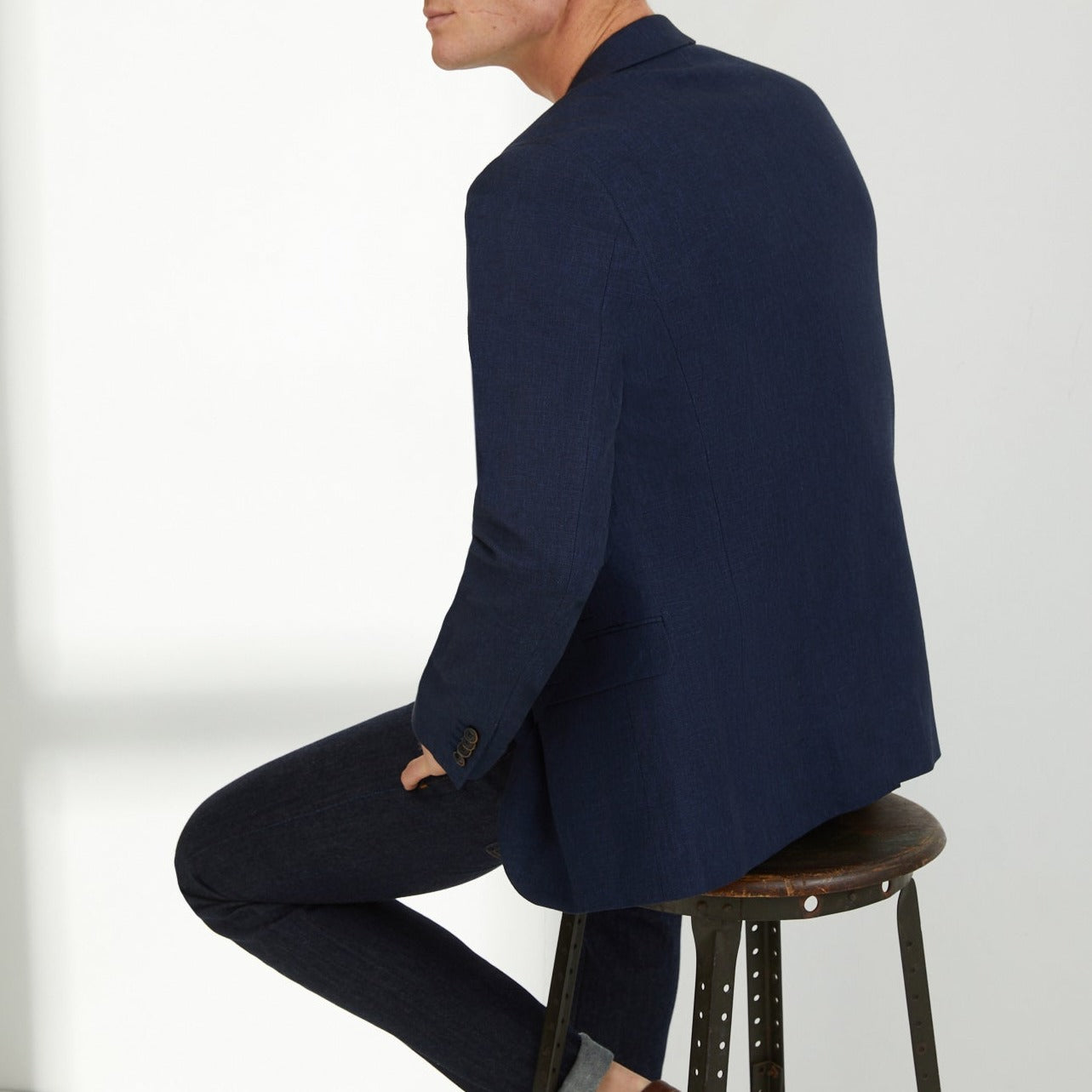 Blazer Cotton/Li - Azul medio liso - Hombre