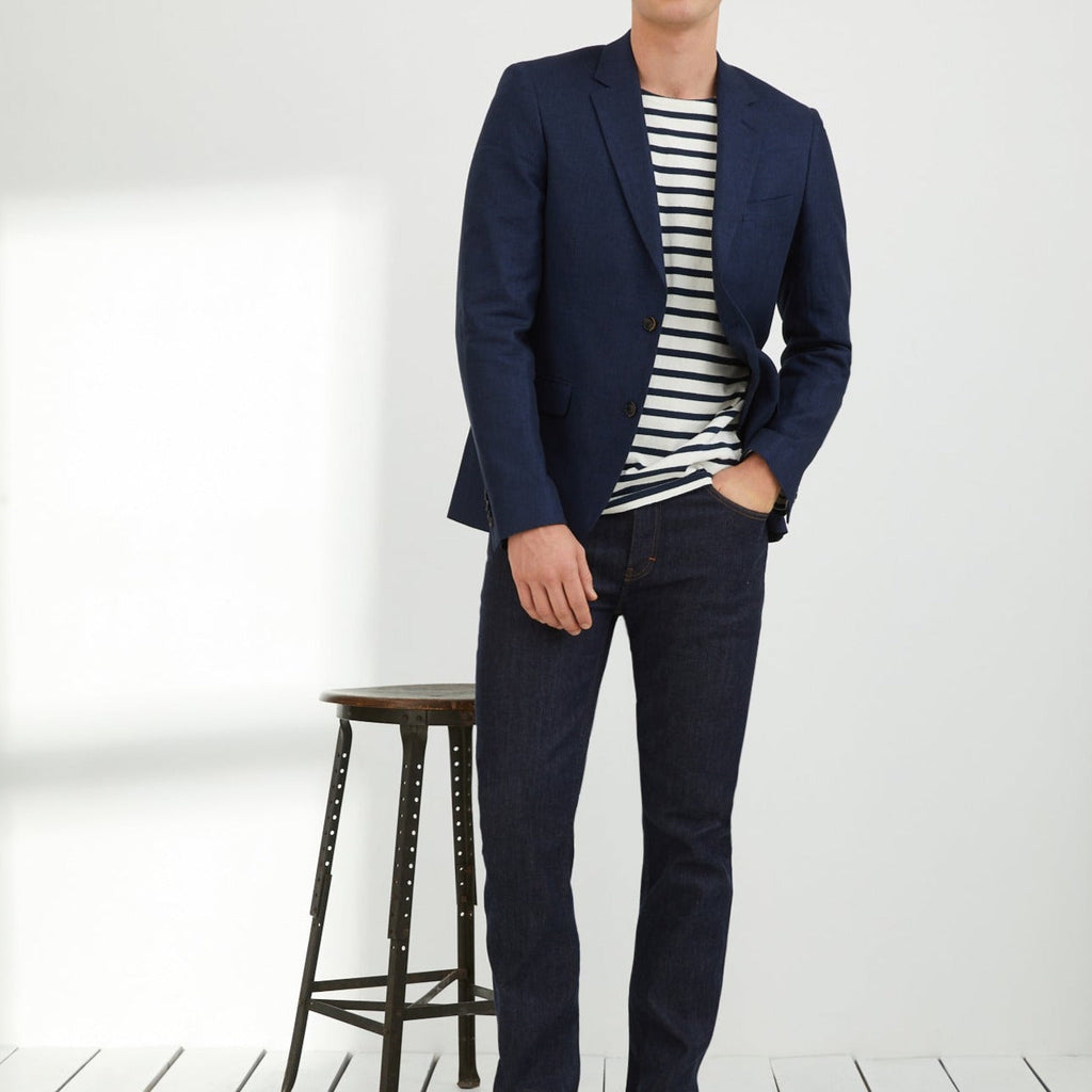 Blazer Cotton/Li - Azul medio liso - Hombre