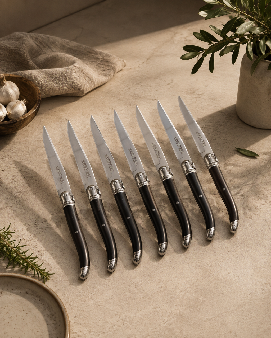 Laguiole Heritage - Lot de 6 Couteaux À Steack Noir
