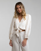 Rhythm - Top Banksia Tie Front - White - Femme