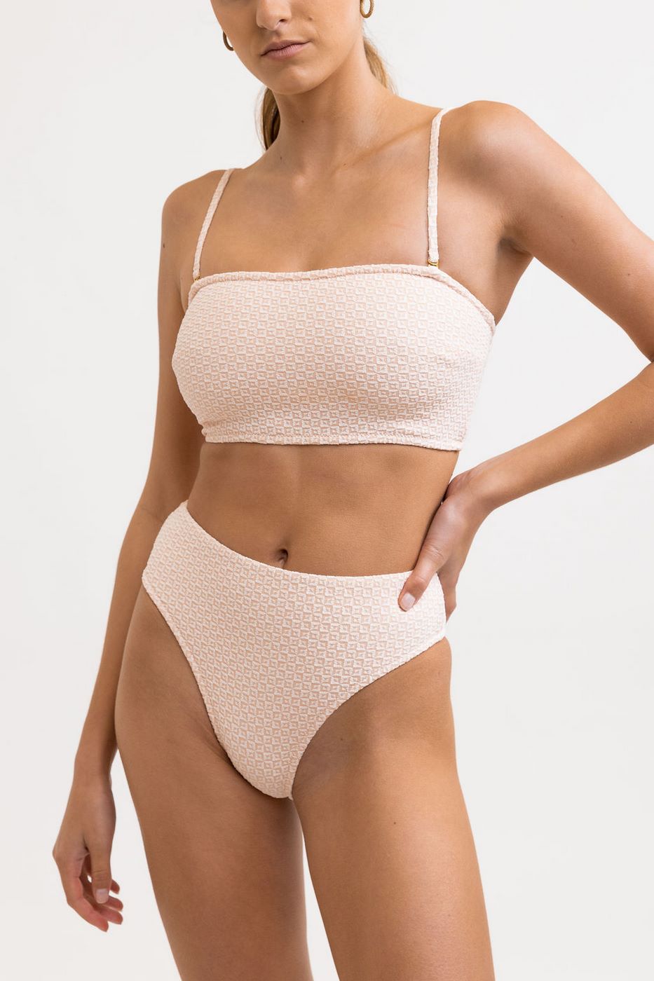Rhythm - Haut De Maillot Geo Slim Line Bandeau Top - Peach - Femme