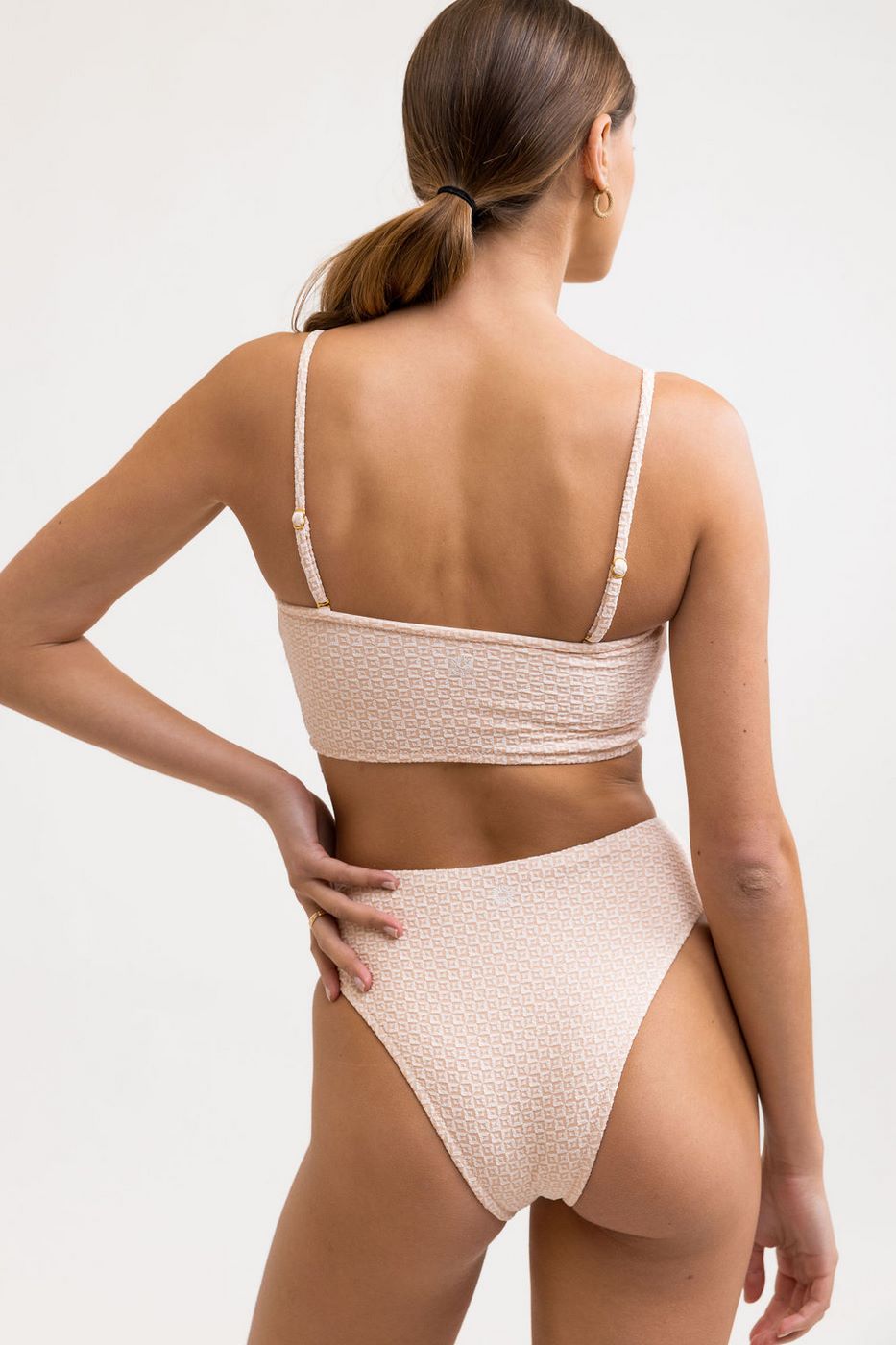 Rhythm - Haut De Maillot Geo Slim Line Bandeau Top - Peach - Femme