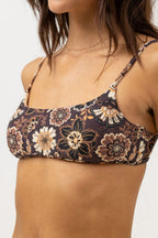 Cantabria Floral Crop Top Swimsuit - Brown - Women