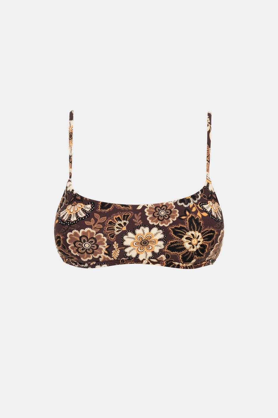 Cantabria Floral Crop Top Swimsuit - Brown - Women