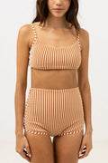 Rhythm - Bañador con top corto a rayas Sunbather - Chocolate - Mujer