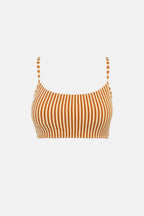 Rhythm - Bañador con top corto a rayas Sunbather - Chocolate - Mujer