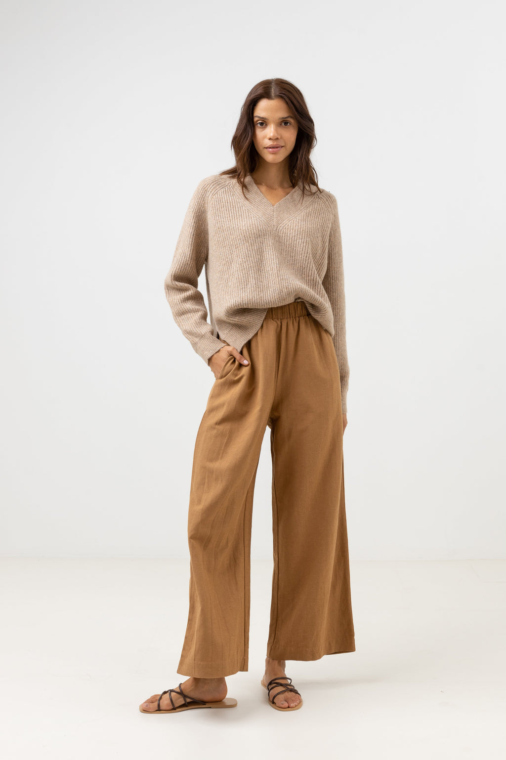 Sunrise Wide Leg Pant - Tan - Femme