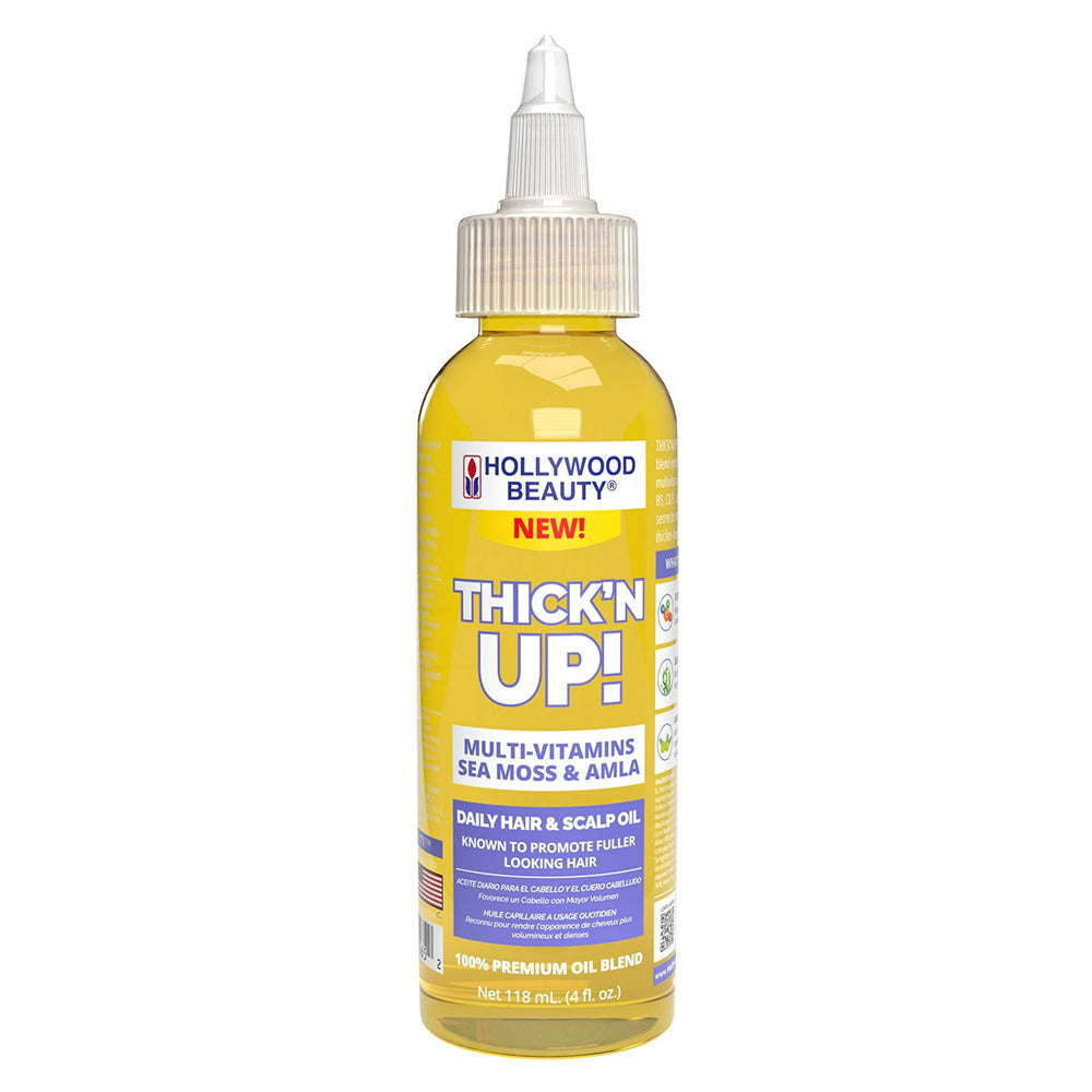 Hollywood Beauty Thick N Up Multi Vitamins Sea Moss and Amla Hair and Scalp Oil 4Oz (118ml)