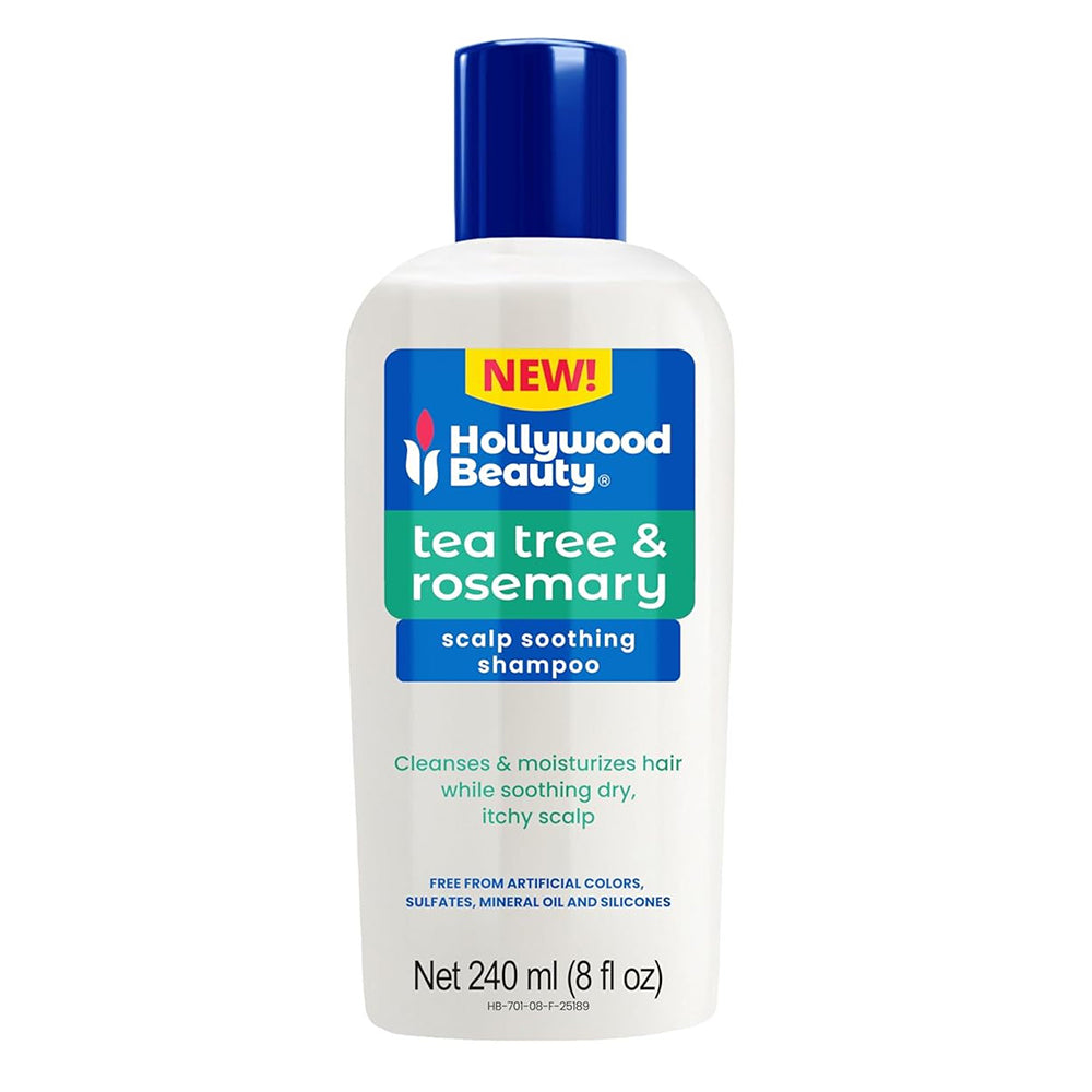 Hollywood Beauty Tea Tree and Rosemary Scalp Soothing Shampoo Cleanses and Moisturizes Hair 8Oz (240ml)
