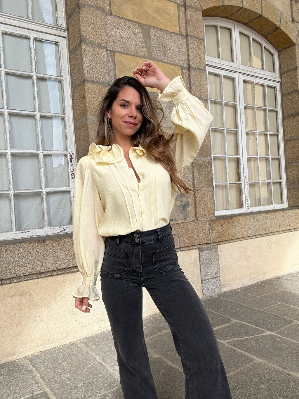 Blouse Brune Jaune Pâle