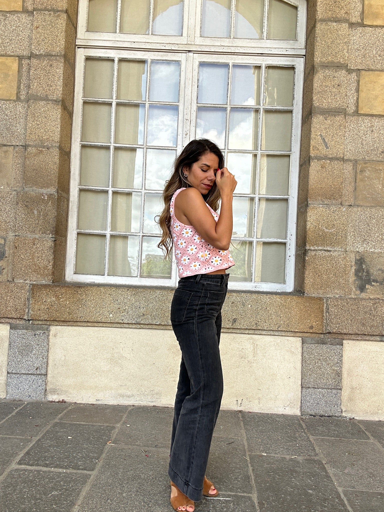 Pink Daisy Crochet Top