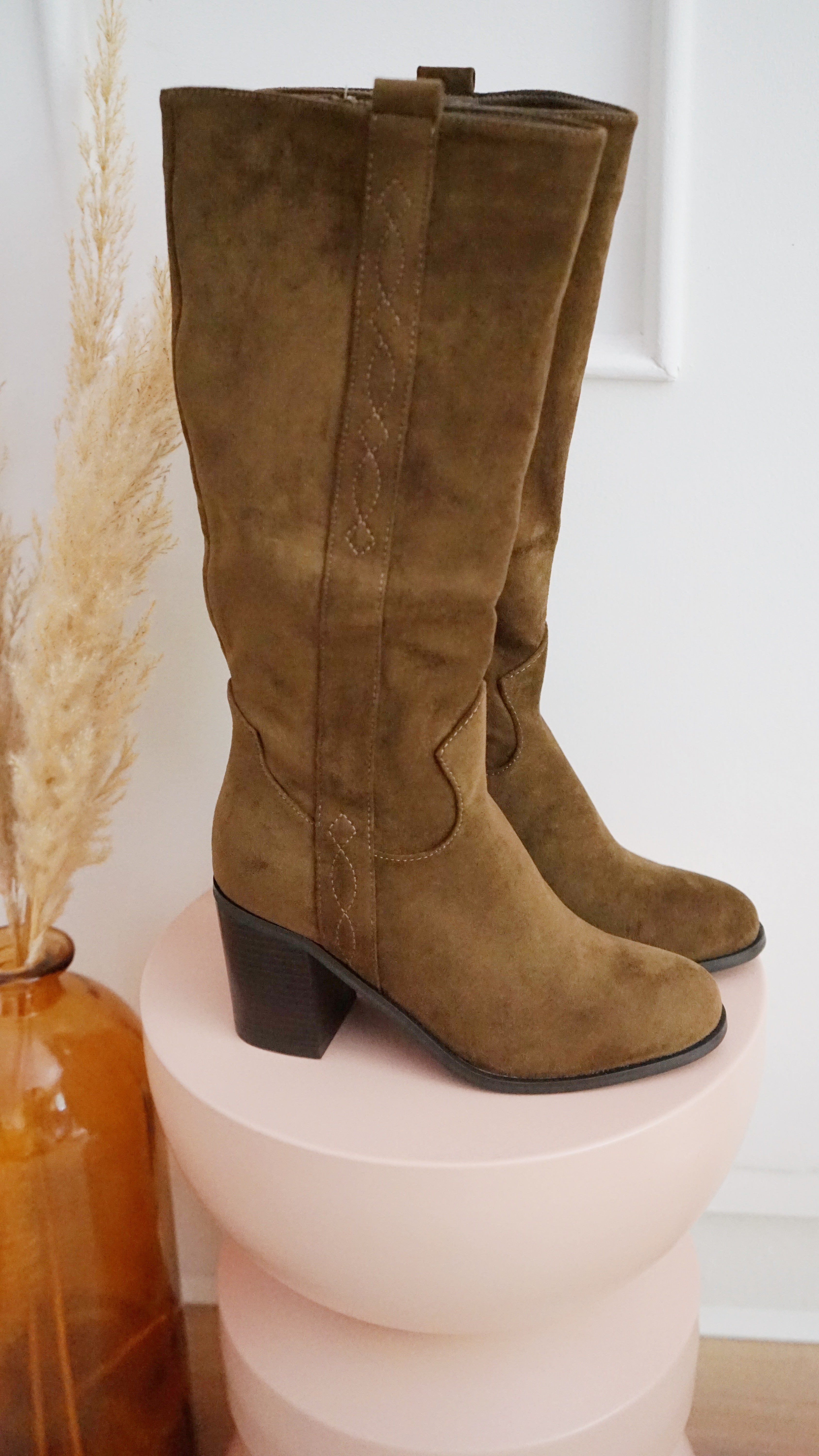 Bottes En Suédine Camille Marron Clair