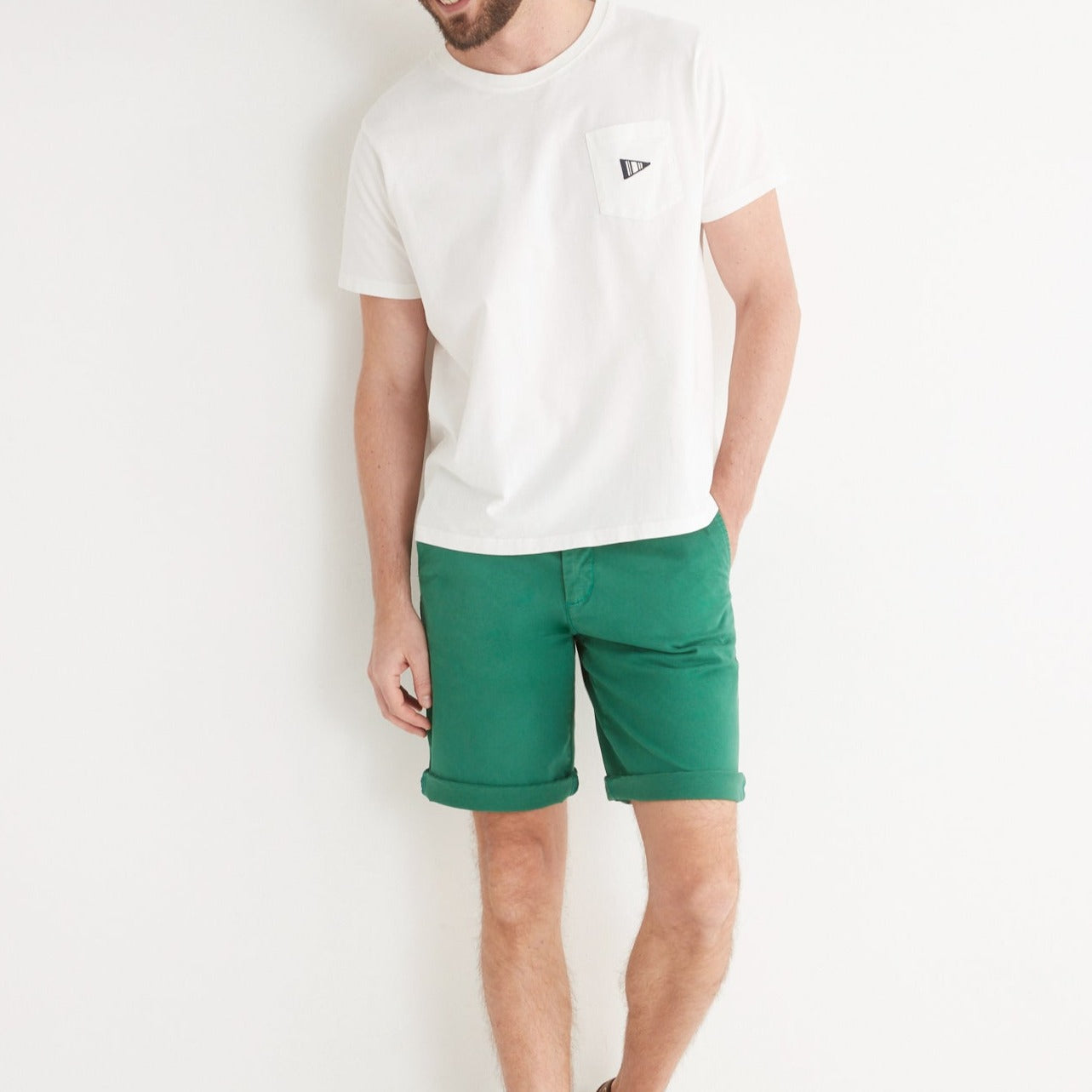 Bermuda Grs Grain - Beige Clair Uni - Homme