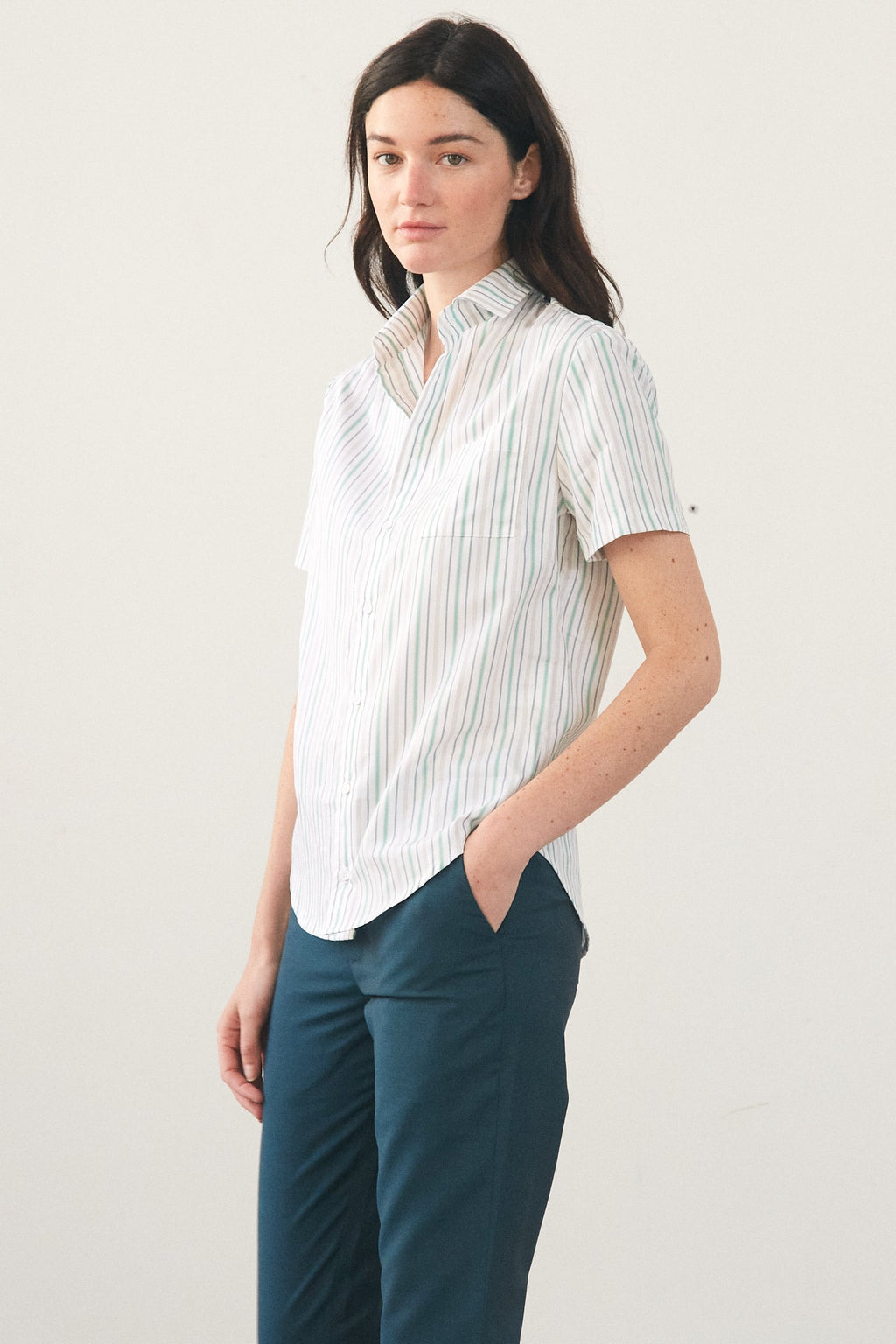 Chemise Fiji Rayures Vertes Fines
