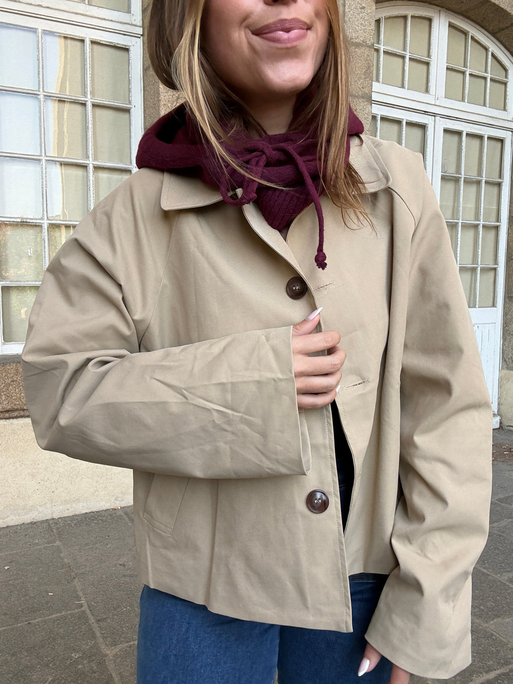 Cagoule En Laine Et Cachemire Bordeaux