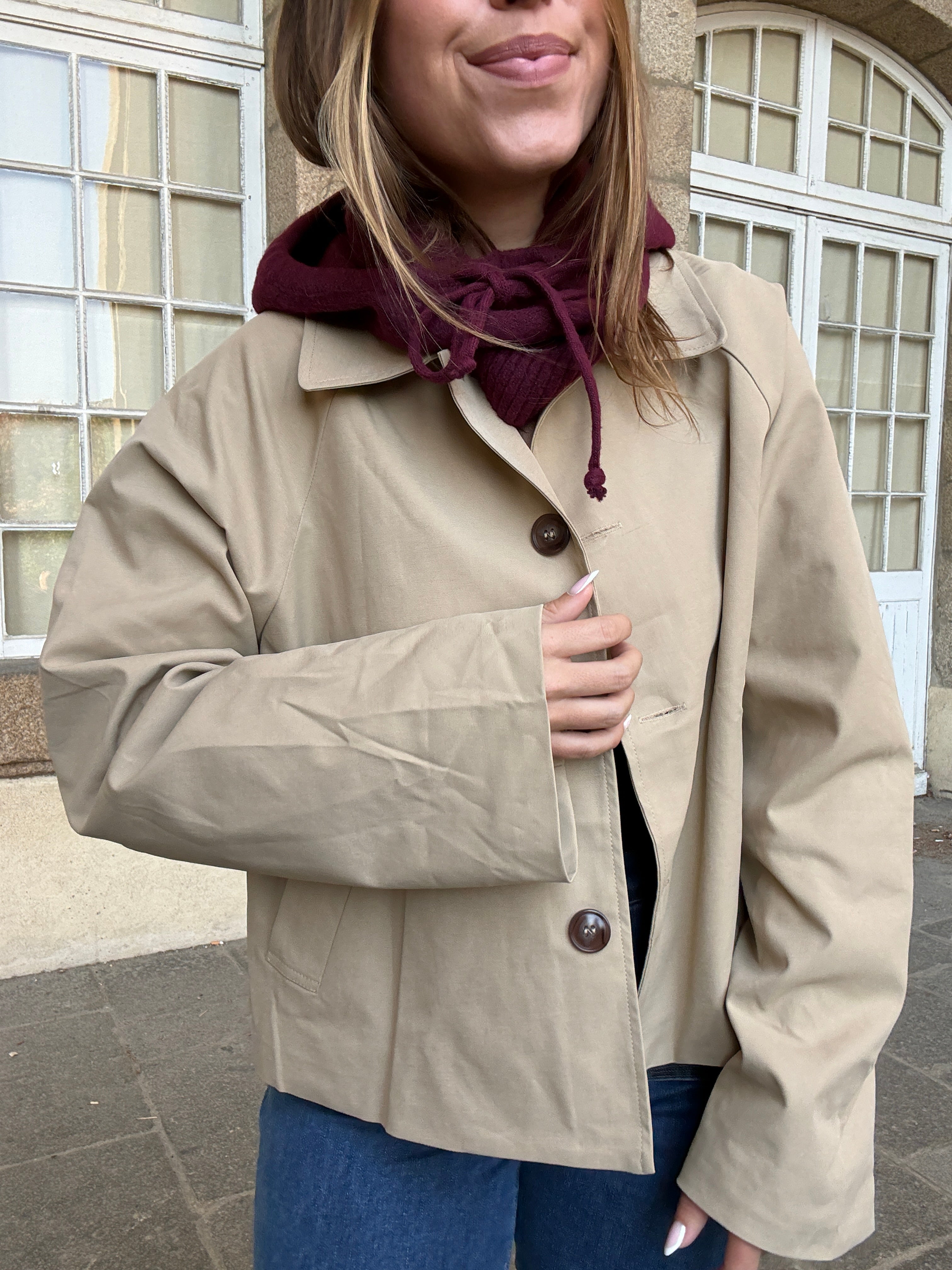 Cagoule En Laine Et Cachemire Bordeaux