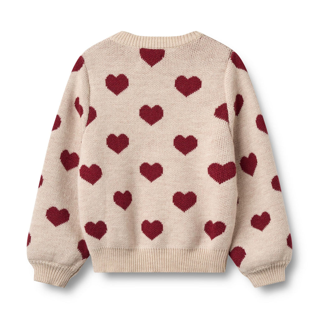 Cárdigan Jacquard Corazones - Offwhite Melange - Niño