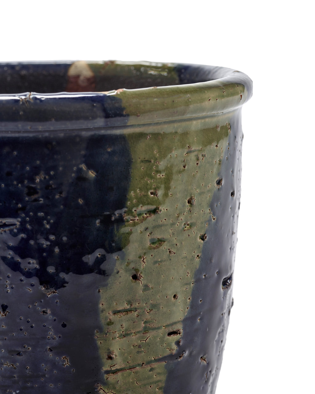 Glazed Shades - Vaso Da Fiori - L - Terracotta - Blu Grigio
