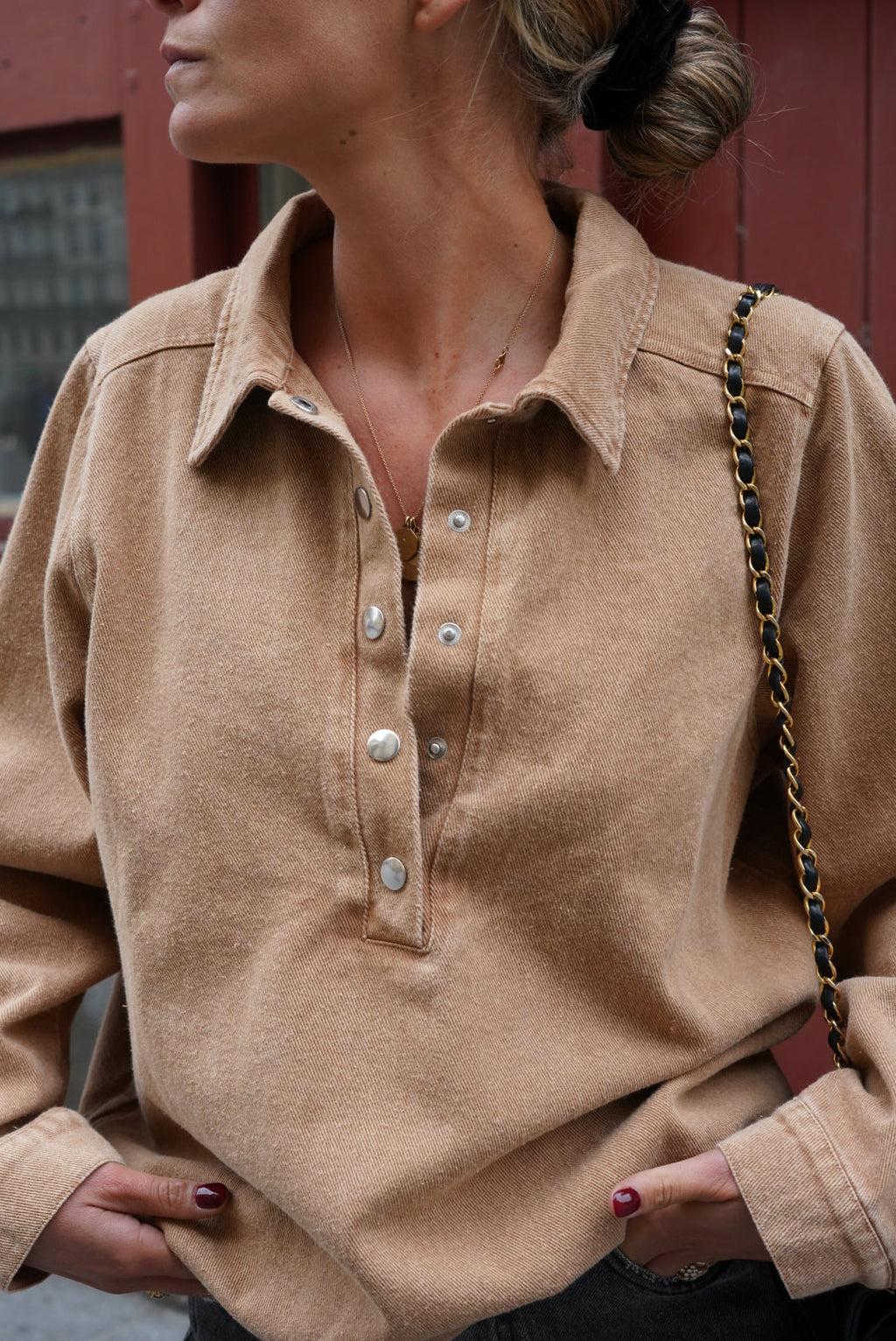 Laura Camel Denim Smock