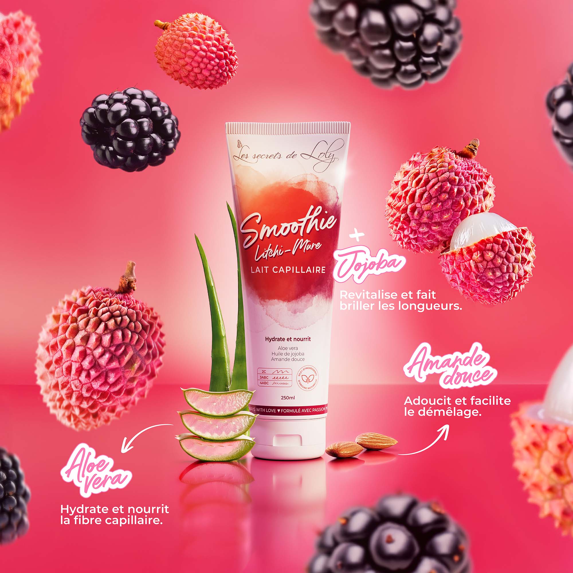 Lait Capillaire Smoothie Litchi-Mûre - 250Ml