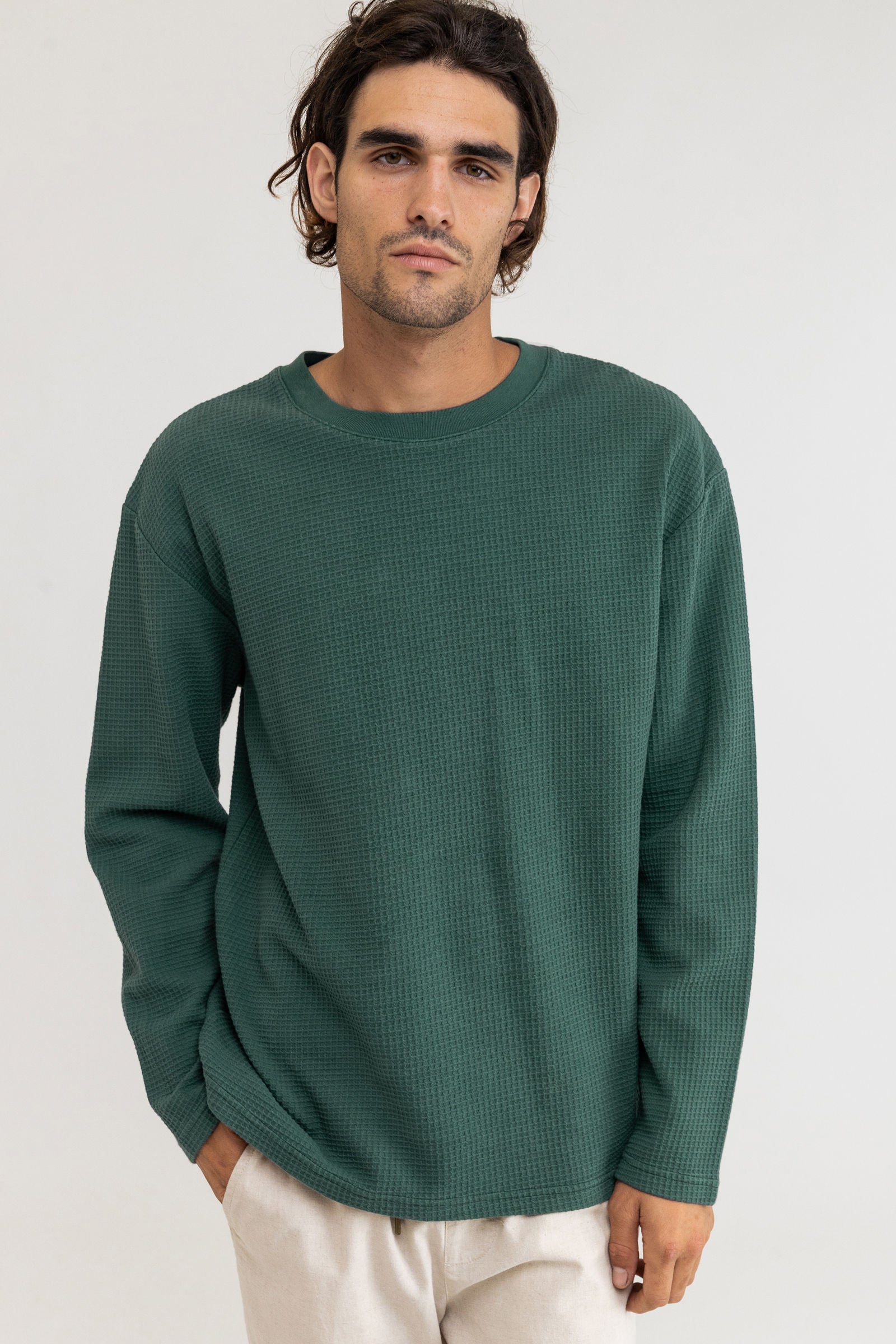 Rhythm - T-Shirt Manches Longues Waffle - Kelp - Homme