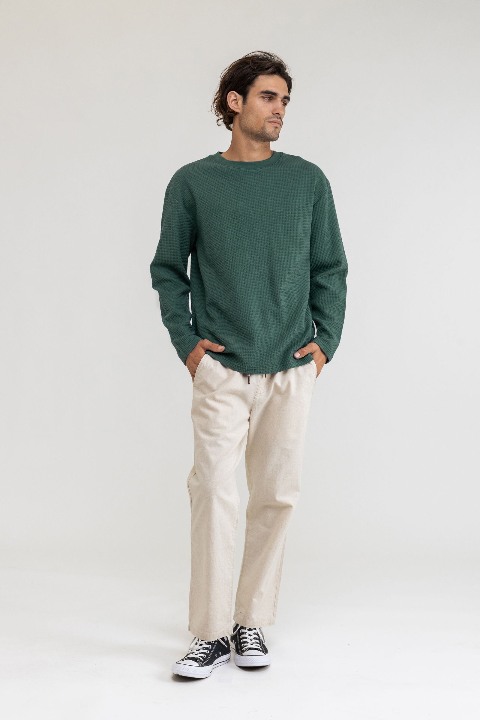 Rhythm - T-Shirt Manches Longues Waffle - Kelp - Homme