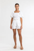 Rhythm - Top Bronte Smocked - White - Femme