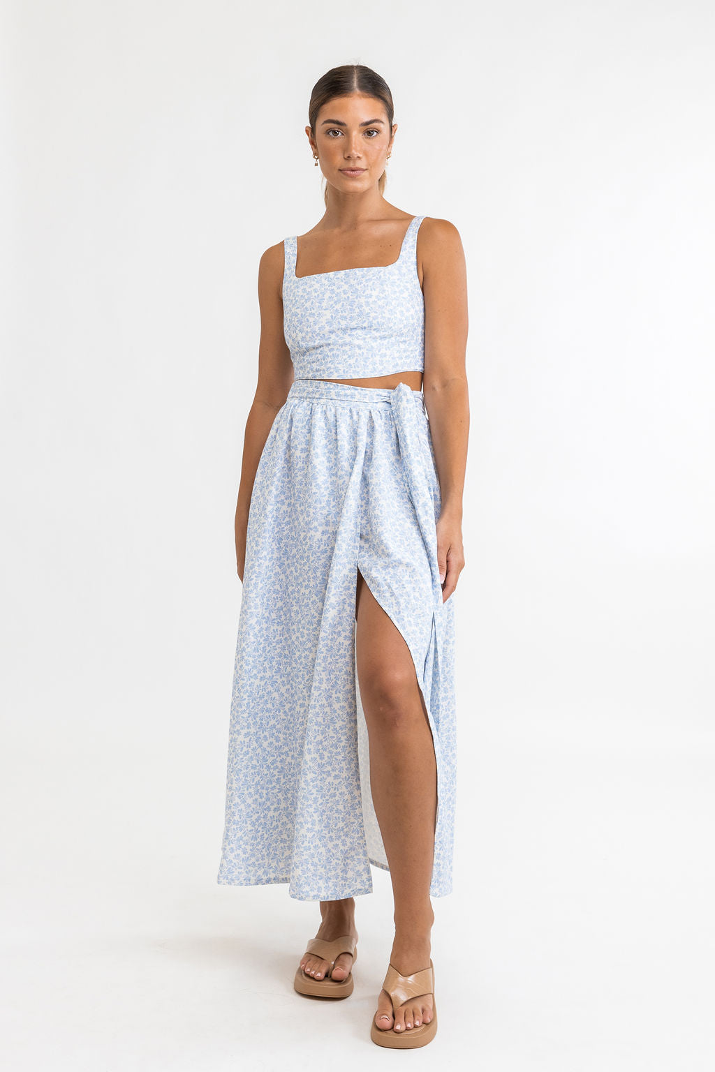 Rhythm - Jupe Voleta Floral Maxi - Cornflower - Femme