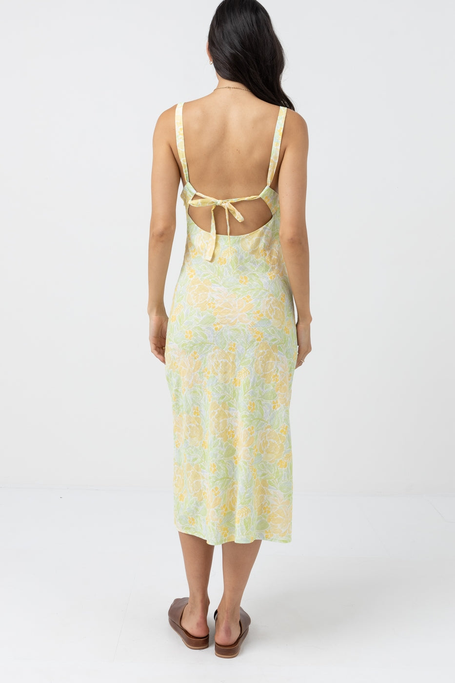 Rhythm - Robe Jupe Magnolia Floral Bias Midi Dress - Fern - Femme