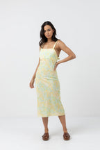 Rhythm - Robe Jupe Magnolia Floral Bias Midi Dress - Fern - Femme