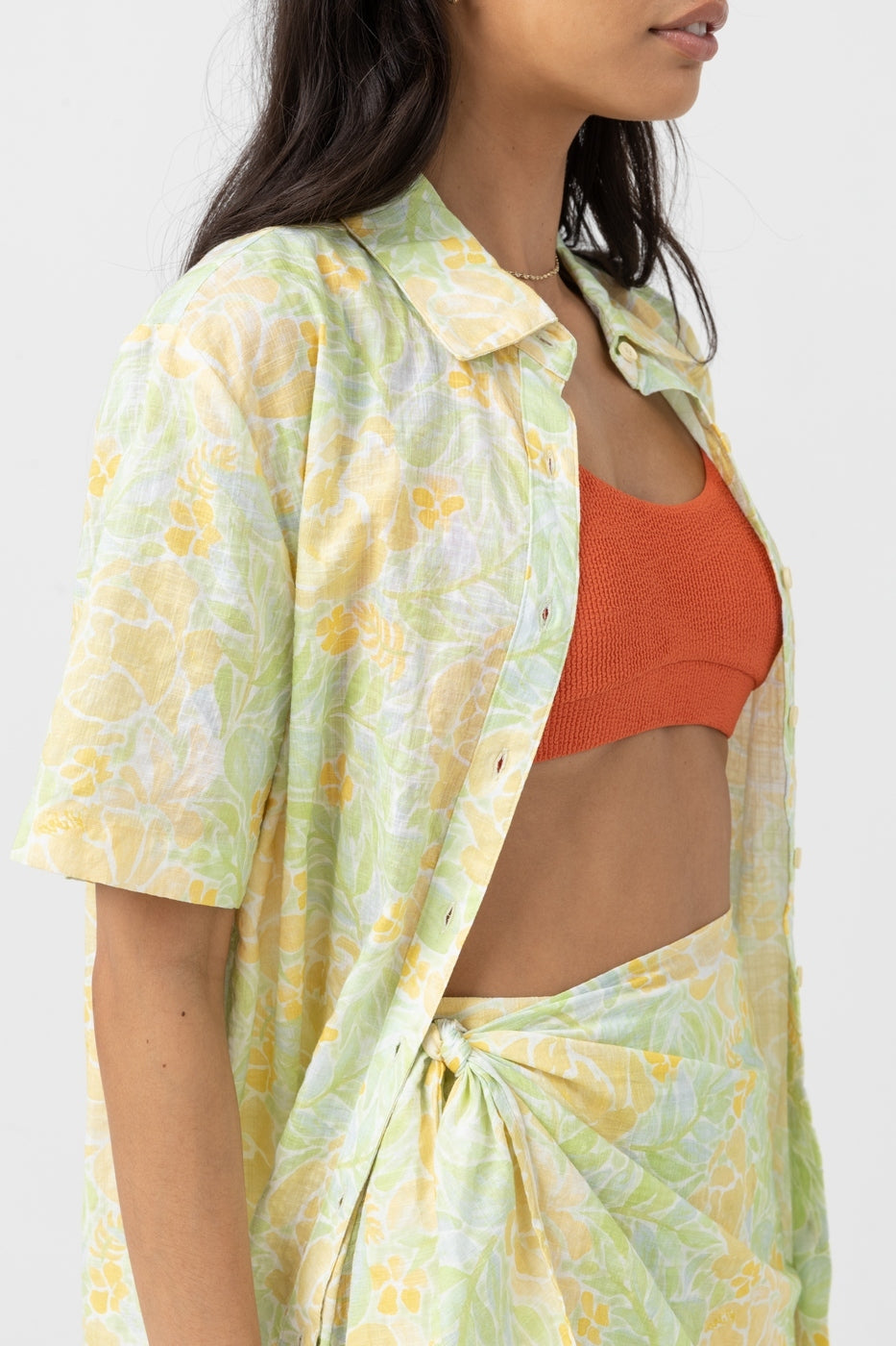Rhythm - Chemise Manches Courtes Magnolia Floral - Fougère - Femme