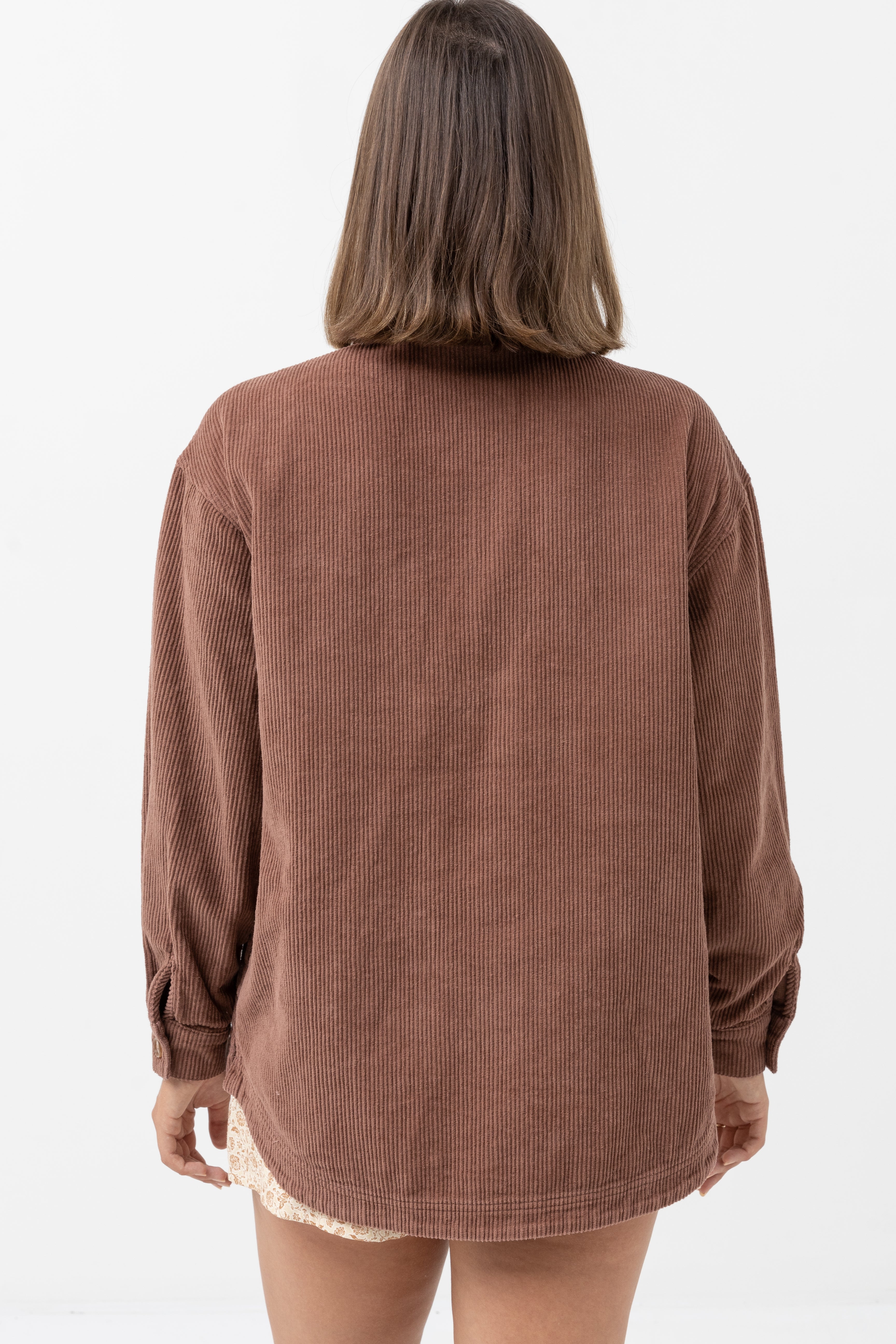 Oversized Corduroy Jacket - Chocolate - Women