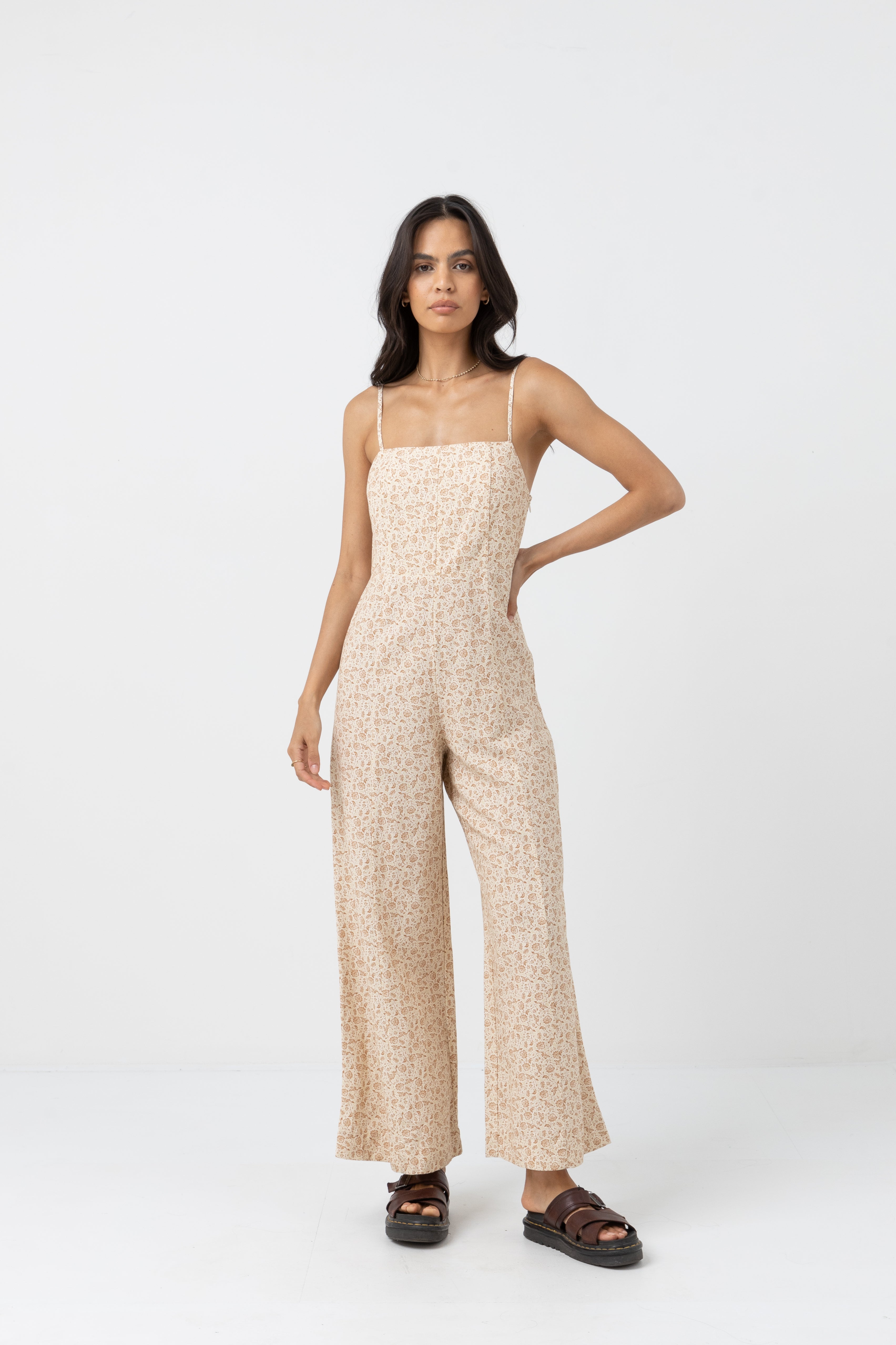 Rhythm - Nazare Paisley Wide Leg Jumpsuit - Clay - Women