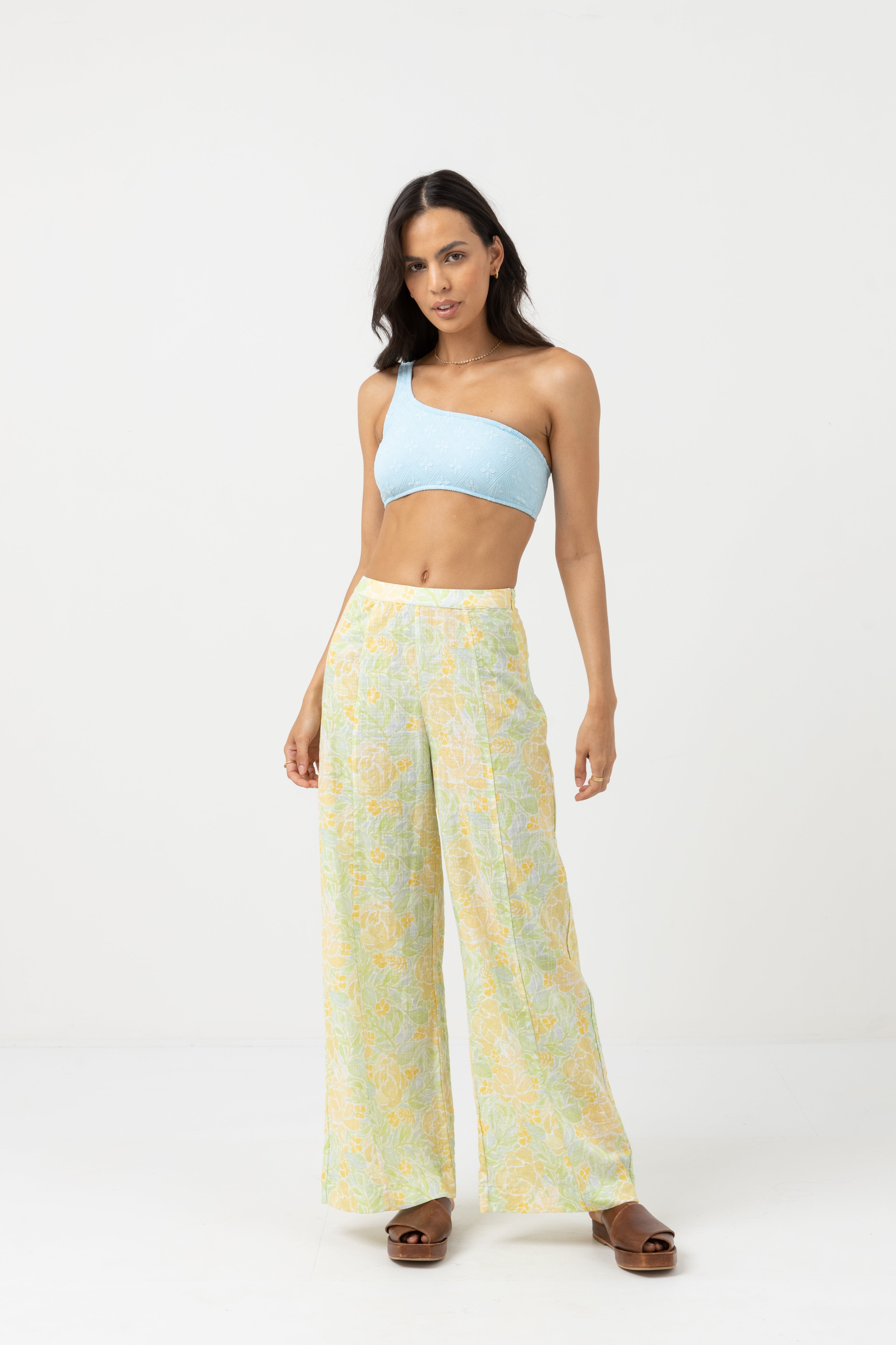 Rhythm - Magnolia Floral Wide Leg Pants - Fern - Women