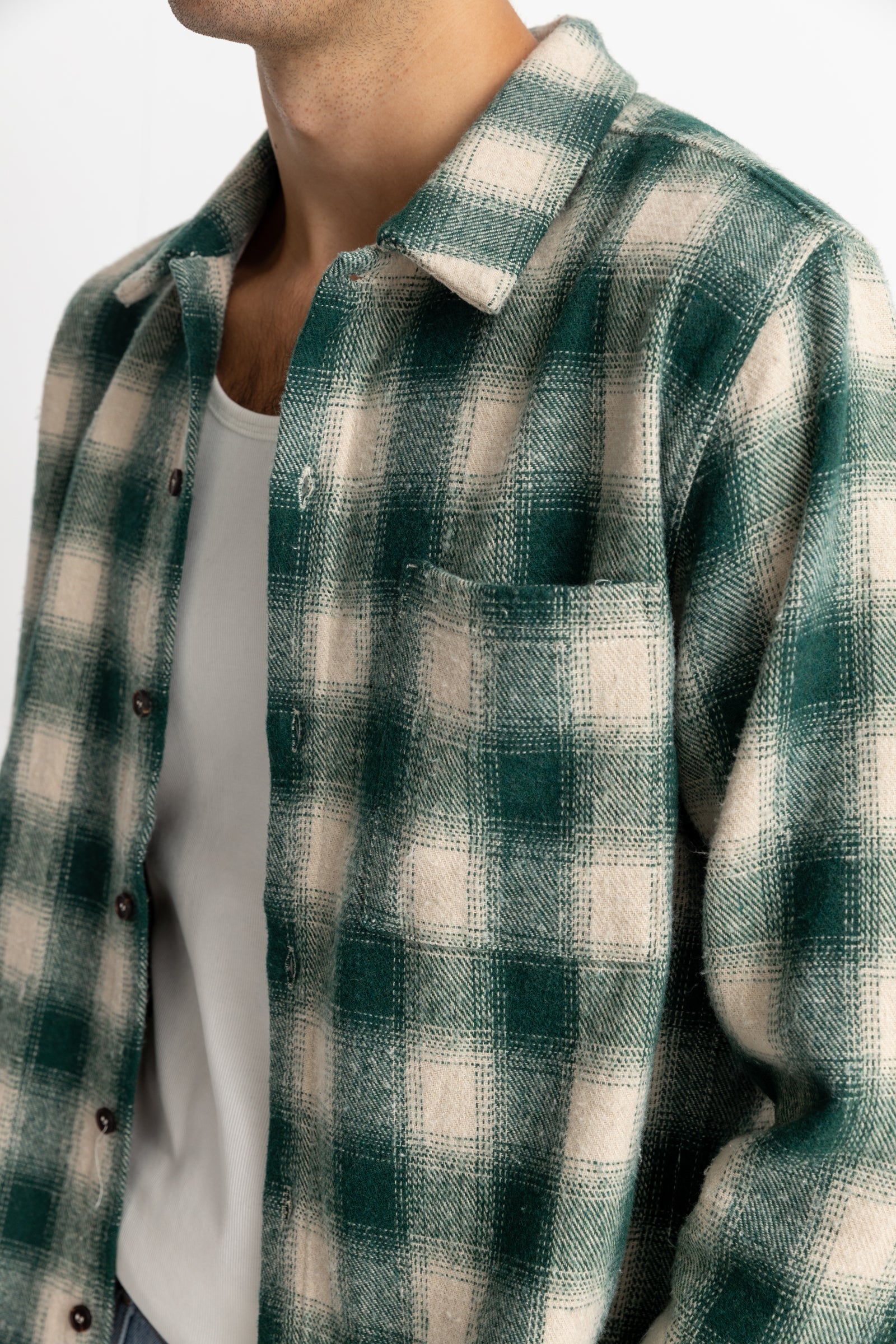 Chemise Plaid Ls Flannel - Green - Homme