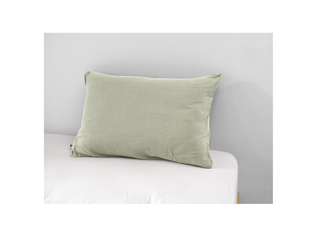Gaia - Taie D'Oreiller - Double Gaze De Coton - Vert D'Eau