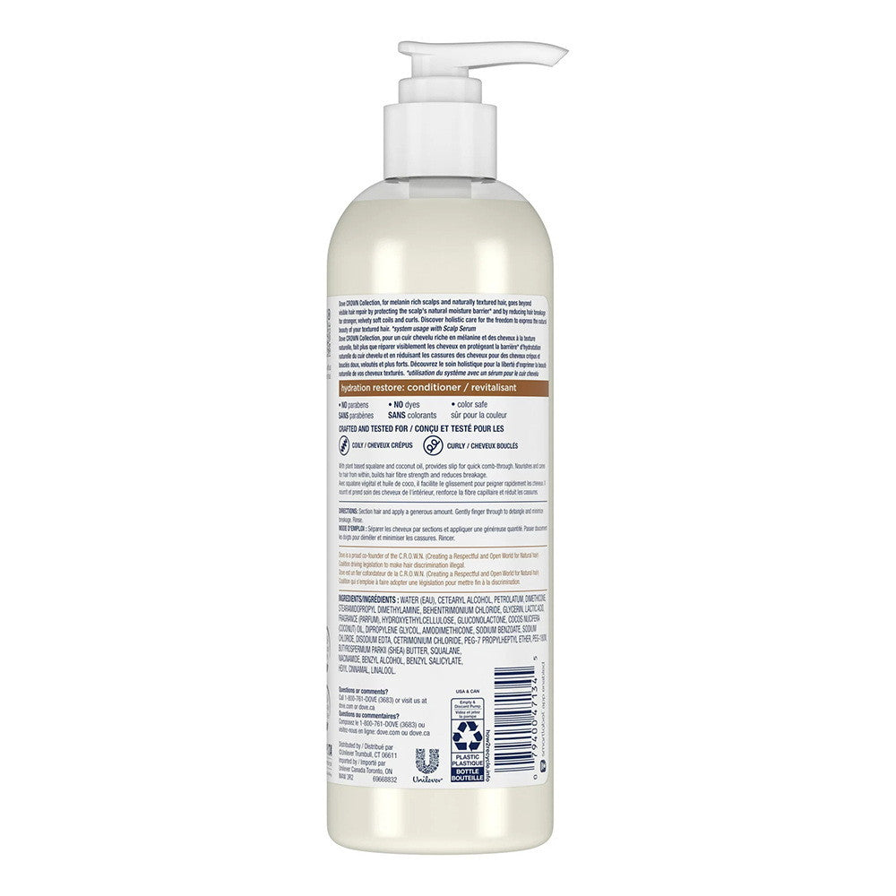 Dove Crown Collection Hydration Restore Conditioner, Care For Coils and Curls, 11.5 Oz